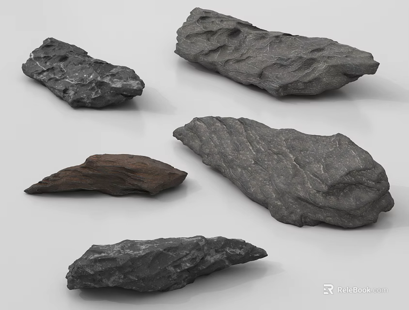 Natural Rockery Stones With Various Shapes And Textures For Garden Landscaping 3d model 