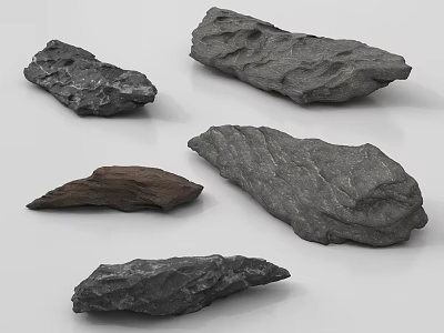 Natural Rockery Stones With Various Shapes And Textures For Garden Landscaping 3d model