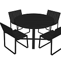 Modern Black Round Dining Table Set With Four Sleek Chairs 3d model