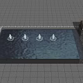 Square Shaped Water Fountain With Rippling Surface Multiple Jets And Adjacent Structure