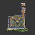 Traditional Decorative Architectural Components With Colorful Tile Patterns And Green Base