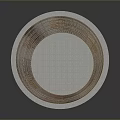 Modern Intricate Wavy Copper Metal Structure On Circular Striped Platform