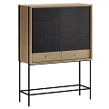 Modern Entryway Cabinet Sideboard With Wooden Frame Black Mesh Panel And Metal Legs