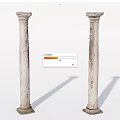 Two Ancient Stone Columns With Worn Surface On White Background And Shadows 3d model