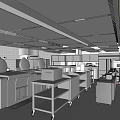 Professional Commercial Kitchen With Stainless Steel Appliances Workstations And Ventilation Systems