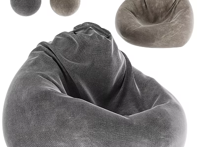 Comfortable Soft Grey Velvet Bean Bag Chair With Modern Cozy Design For Living Room Seating 3d model