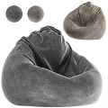 Comfortable Soft Grey Velvet Bean Bag Chair With Modern Cozy Design For Living Room Seating