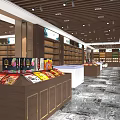 Modern Spacious Tobacco and Alcohol Store Interior With Shelves Product Displays And Marble Floor