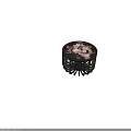 Modern Side Table With Round Glass Top Black Metal Frame And Floral Pattern Design