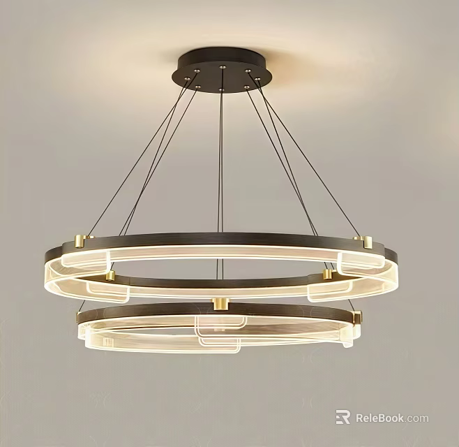 Modern Multi Tiered Circular Ring Chandelier With Soft LED Lighting And Metal Frame 3d model 