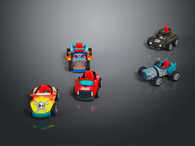 Colorful Toy Cars Collection With Racing Truck Off Road And Sports Vehicle Designs 3d model