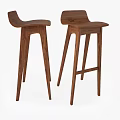 Pair of Modern Wooden Leisure Chairs With Simple Design And Dark Light Wood Tones