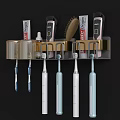 Wall Mounted Bathroom Accessories Set With Toothbrushes Toothpaste And Comb Holder 3d model