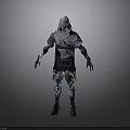 Futuristic Techwear Costume With Hooded Design Blue Accents And Mechanical Details