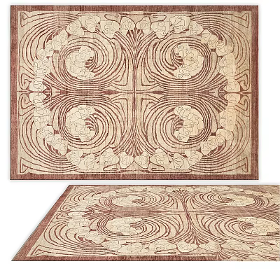 Square Rug With Artistic Patterns And Earthy Tones 3d model