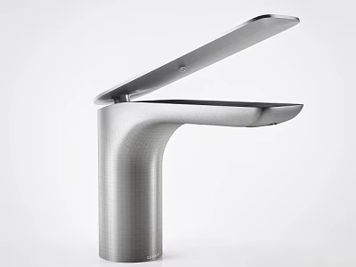 Modern Stainless Steel Faucet With Sleek Brushed Finish And Unique Handle Design 3d model