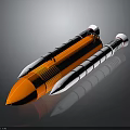 Orange Streamlined Missile Featuring White Tail Fins Striped Sections And Aerodynamic Design