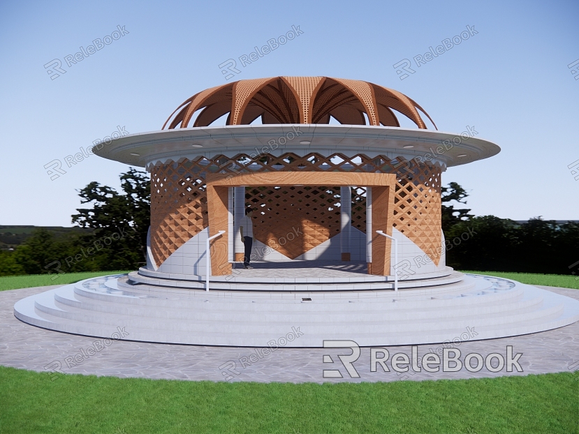 Landscape landscape small building round pavilion model