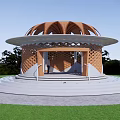 Landscape landscape small building round pavilion 3d model