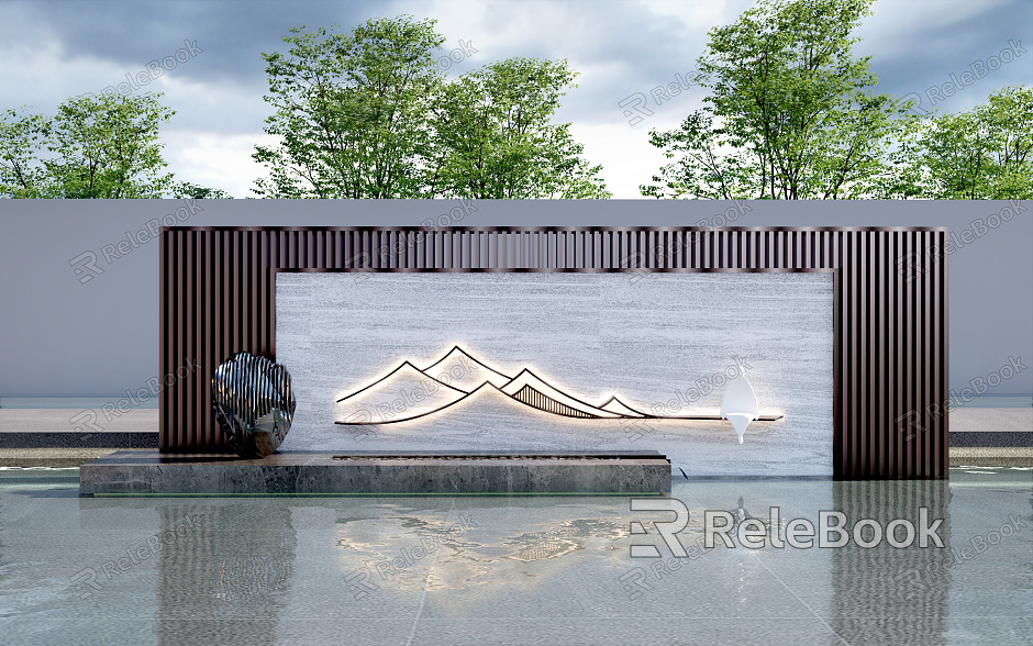 Modern landscape wall Landscape wall Enclosure background wall Photo wall Grid landscape wall model