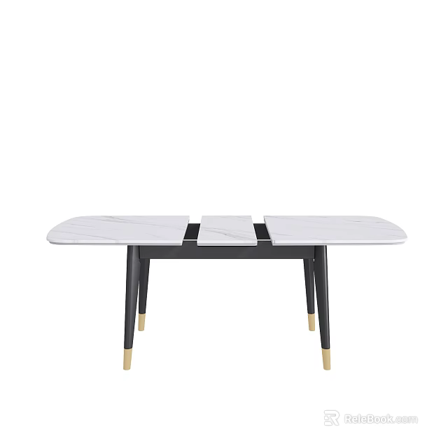 Modern Coffee Table With White Marble Tabletop Black Metal Legs And Gold Accents 3d model 