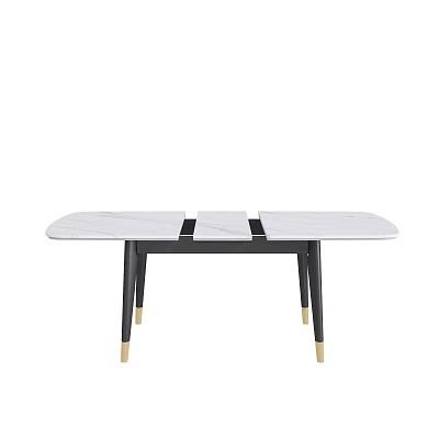 Modern Coffee Table With White Marble Tabletop Black Metal Legs And Gold Accents 3d model