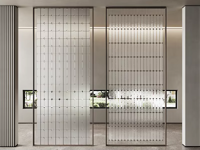 Modern Interior Partition Design With Sleek Metal Frame And Transparent Glass Panels 3d model