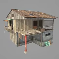 Rustic Wooden House With Two Stories Balcony Wooden Walls And Exterior Staircase