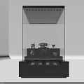 Cultural Center Exhibition Display With Glass Showcase And Illuminated Artifacts