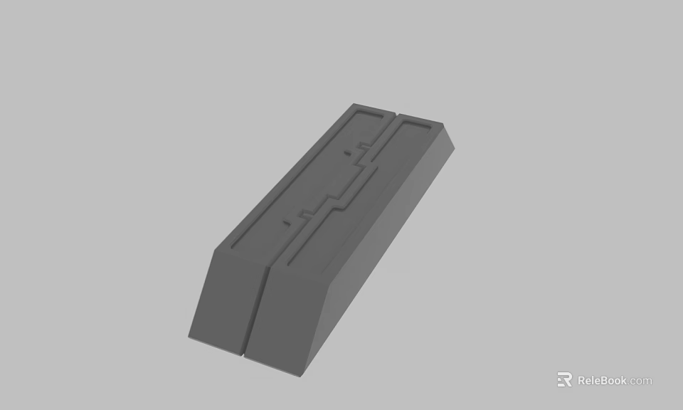 Gray Rectangular 3D Mechanical Model With Grooved Surface And Structural Design 3d model 