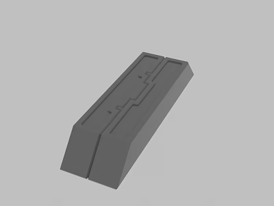 Gray Rectangular 3D Mechanical Model With Grooved Surface And Structural Design 3d model