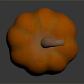 Fresh Ripe Orange Pumpkin With Brown Stem On Dark Reflective Surface