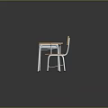 Simple Wooden Desks And Chairs Furniture Featuring Metal Legs And Backrests