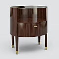Elegant Dark Brown Wooden Bedside Table With Single Drawer And Gold Legs