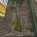 Stone Building With Glass Dome Stairs Arched Design And Green Plants