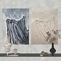 Abstract Wall Art With Sculptural Bust Vase And Decorative Items On 3d model