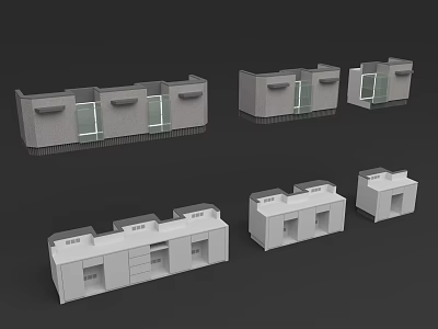 Modern Reception Desk Designs With Various Styles Counter Cabinet And Glass Elements 3d model