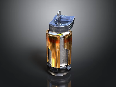 Modern Futuristic Mechanical Component Featuring Metallic Structure Transparent Golden Panels And Silver Base 3d model