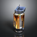 Modern Futuristic Mechanical Component Featuring Metallic Structure Transparent Golden Panels And Silver Base