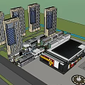 Modern Urban Commercial Complex With Glass Facade Retail consistent And Surrounding High Rise Buildings