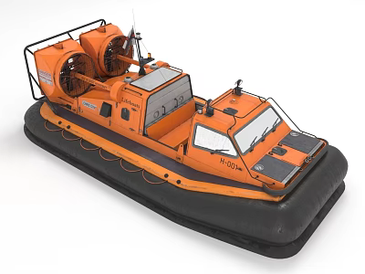 Orange And Black Hovercraft With Top Fans Cockpit And Inflatable Hull 3d model