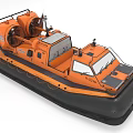 Orange And Black Hovercraft With Top Fans Cockpit And Inflatable Hull
