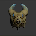 Mythical Weapon With Golden Dragon Head Blue Horns And Silver Wavy Blade