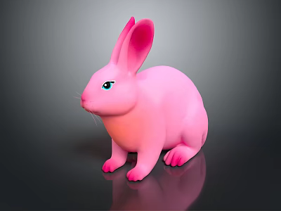 Stylish Home Furniture Decorative Accent With Pink Rabbit Figurine Design 3d model