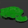 Damaged Car Sculpture Model With Open Hood On Turquoise Terrain Base