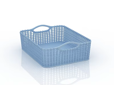 Light Blue Woven Storage Basket With Dual Handles For Household Organizing Needs 3d model