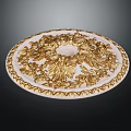 Ornate Gold And White Ceiling Decorative Medallion With Intricate Floral Patterns