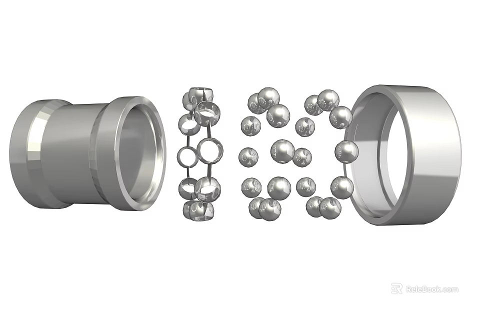 High Precision Industrial Bearings With Inner Ring Outer Ring And Steel Balls 3d model 