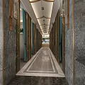 Luxurious Modern Restaurant Lobby With Reception Counter Wine Rack Marble Floor And Green Plants