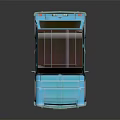 Blue Retro Small Car With Brown Roof And Classic Exterior Design
